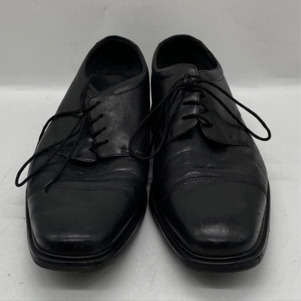 CLARKS MENS BLACK LEATHER SQUARE TOE LACE UP OXFORD DRESS SHOES SIZE 7.5